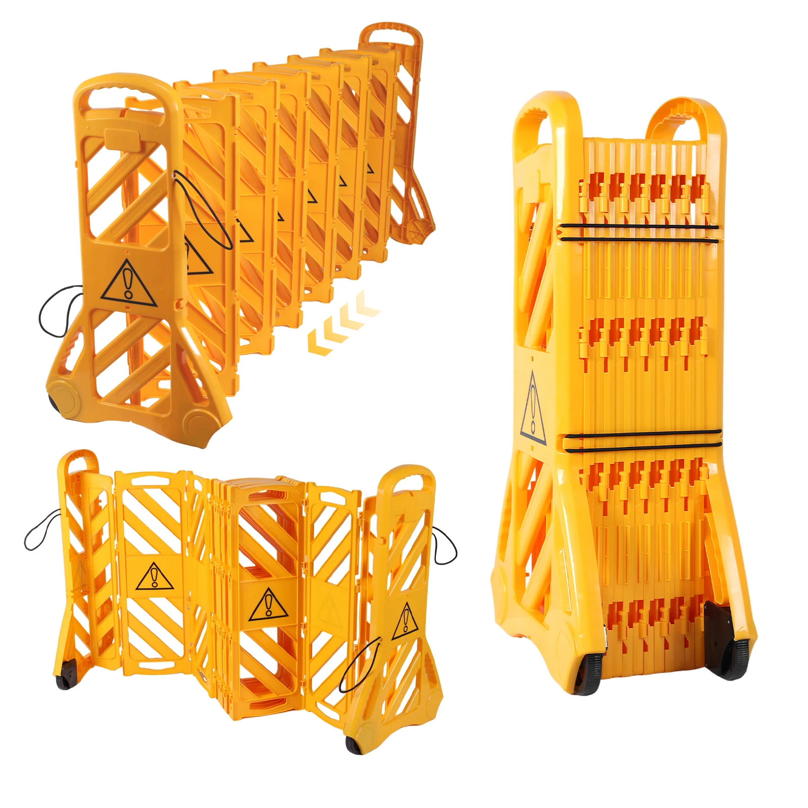 Puerta de barricada expandible con ruedas, barrera portátil plegable para construcción, control de tráfico, puerta de entrada