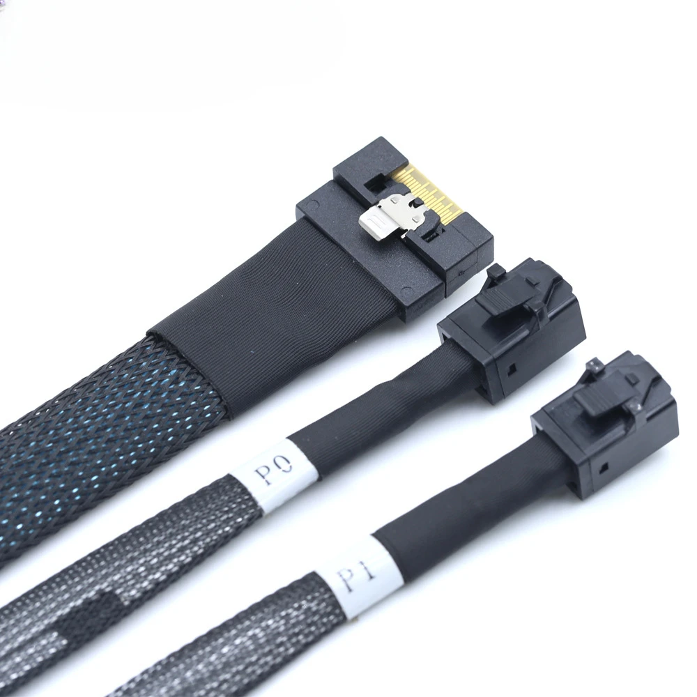 MINI SlimSAS SFF-8654 8i 74P PCIE4.0 to 2X SAS SFF-8643 Server Connection Cable