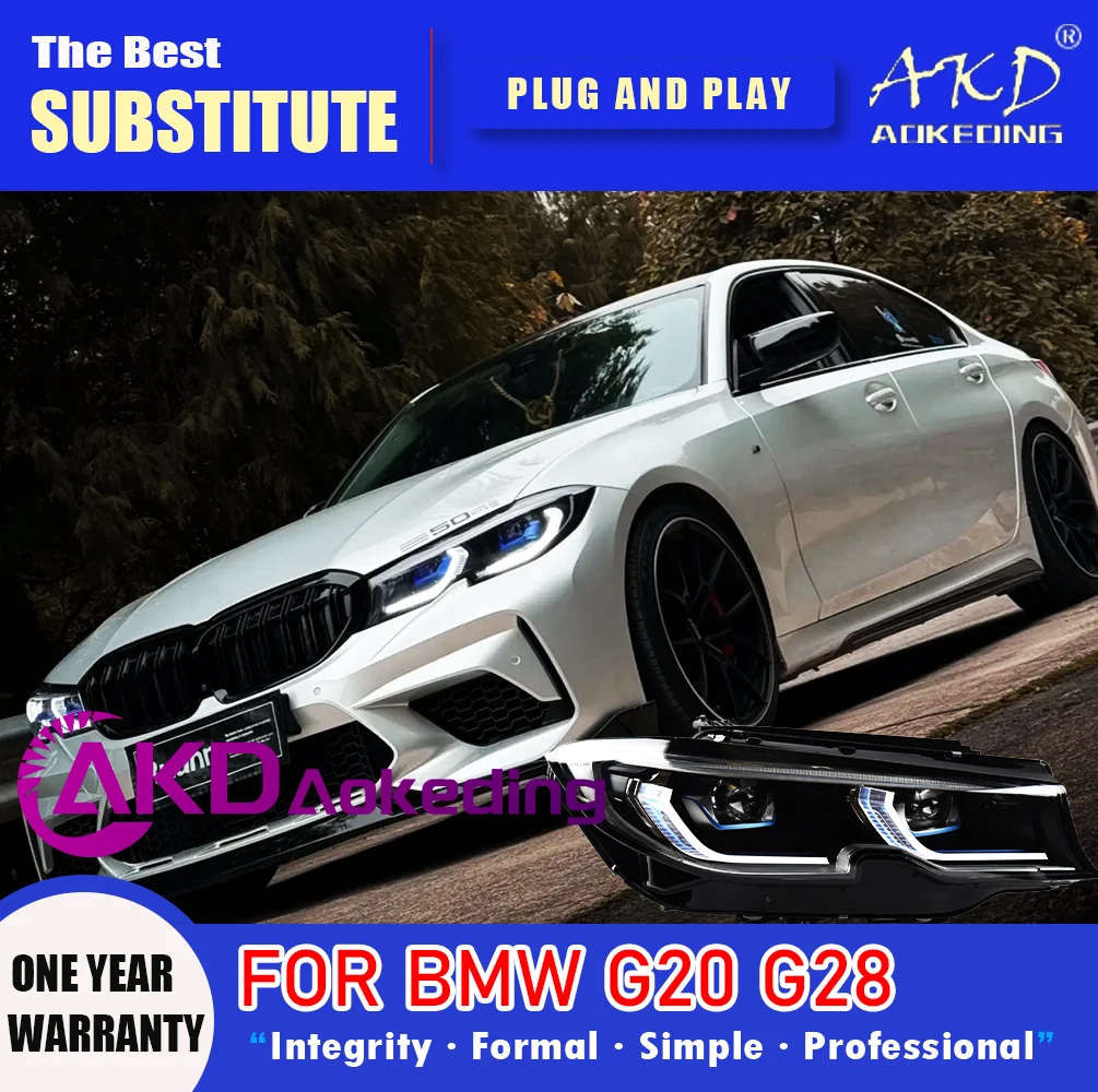 AKD Hoofdlamp voor BMW G20 G28 LED Koplamp 2018-2021 Koplampen 325i 320i DRL Richtingaanwijzer Grootlicht Angel Eye Projector Lens