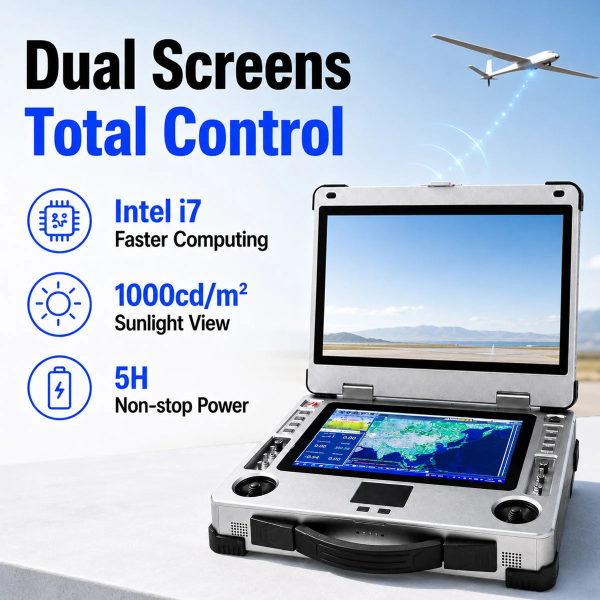 VTOL Drone Ground Control Station UAV Remote Control GCS Software-defined Radio Dual Screen Video Data Link Drone Ground Station