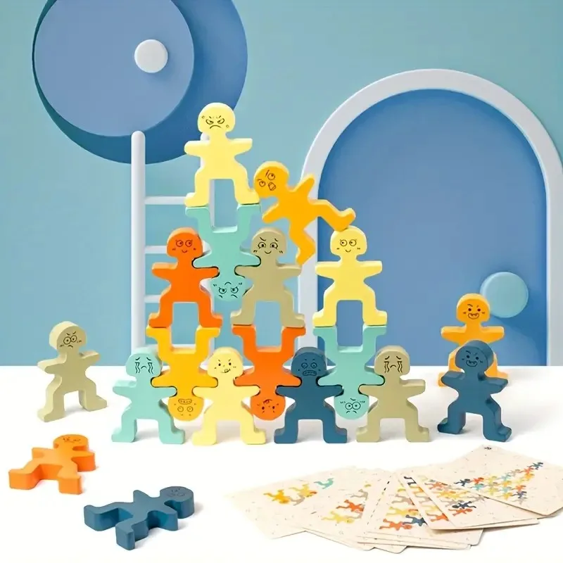 

Wooden fun puzzle board game balance toys, hands-on balance training toys, parent-Youngsters interactive villain Domino
