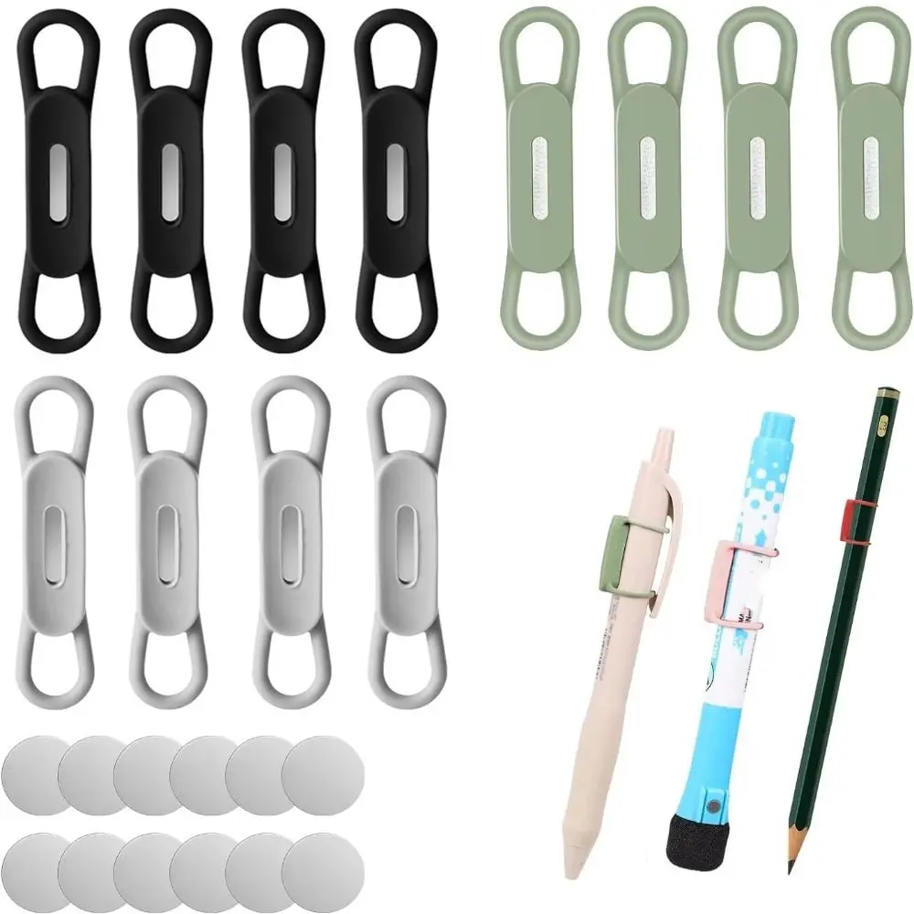 

4pcs/set Easy To Store Magnetic Pen Pencil Holder Vintage Colorful Elastic Band Pen Holder Portable Light Weight