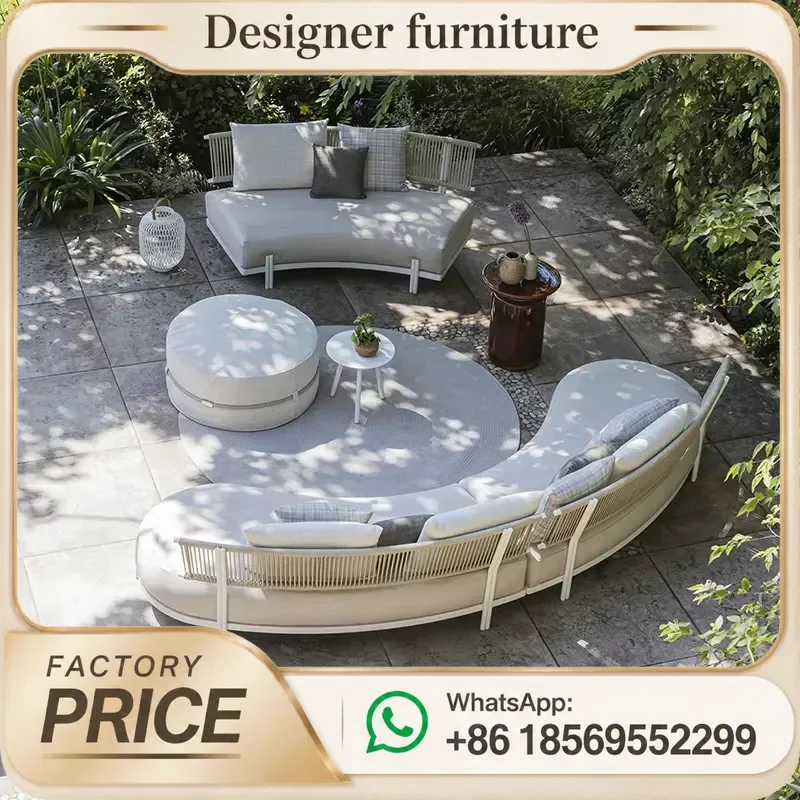 Aluminum Alloy Outdoor Sofa Waterproof Rope Weaving For Villa Courtyard Hotel Balcony Garden Swimming Pool Leisure Furniture