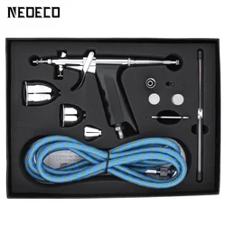 Aerógrafo com Kit de Acessórios, Gatilho de Dupla Ação Fixo, Alimentação por Gravidade, Pintura a Ar, Multiuso, 0,3mm, 0,5mm, 0,8mm