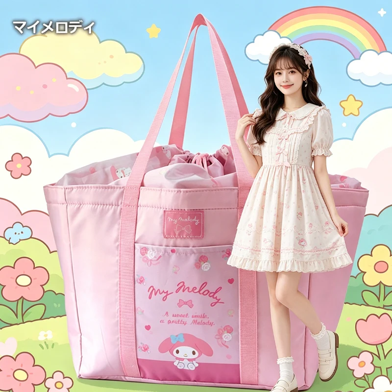 

Sanrios Hello Kittys Travel Bag Go Out Kawaii Insulation Bag Draw Rope Picnic Bag Shoulder Bag Bags for Woman Large Capacity