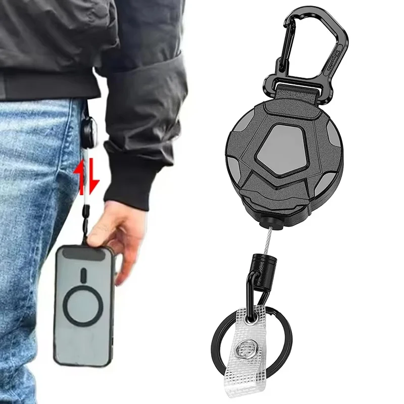 Heavy Duty Carabiner Heavy Duty Pull Reel Strap Telescopic Key Chain Ring Portable Key Chain Ring For Camping Keyring Lanyard