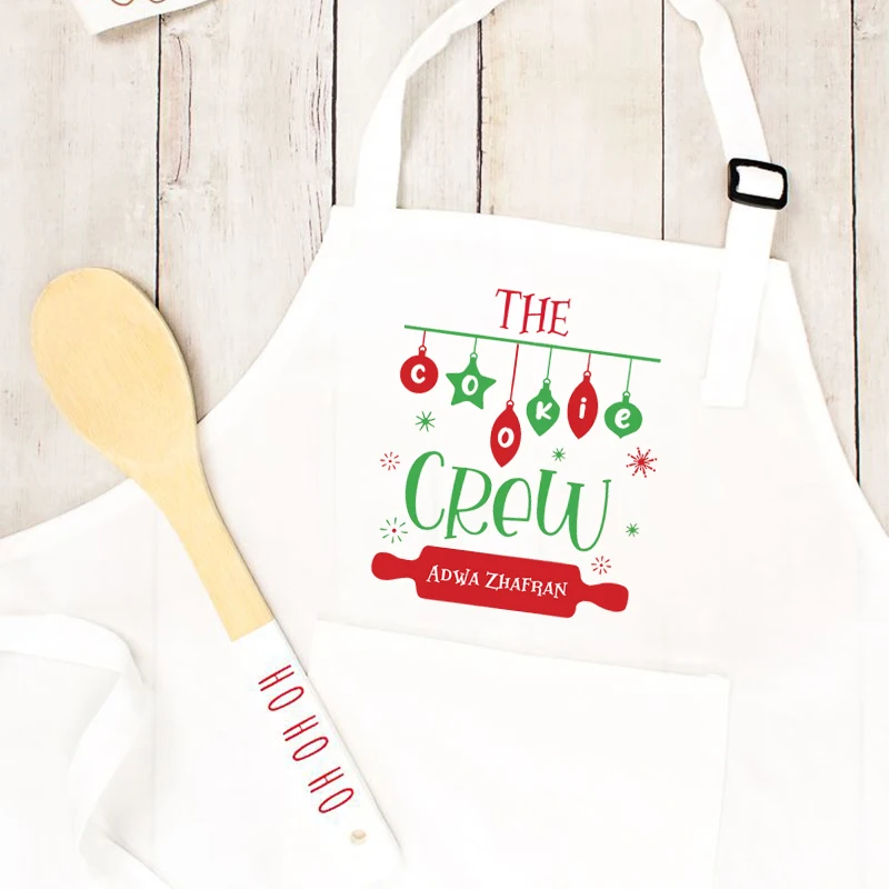 Personalized Child Apron Custom Name The Cooking Crew Baking Apron with Name Christmas Baking Aprons Xmas Gift