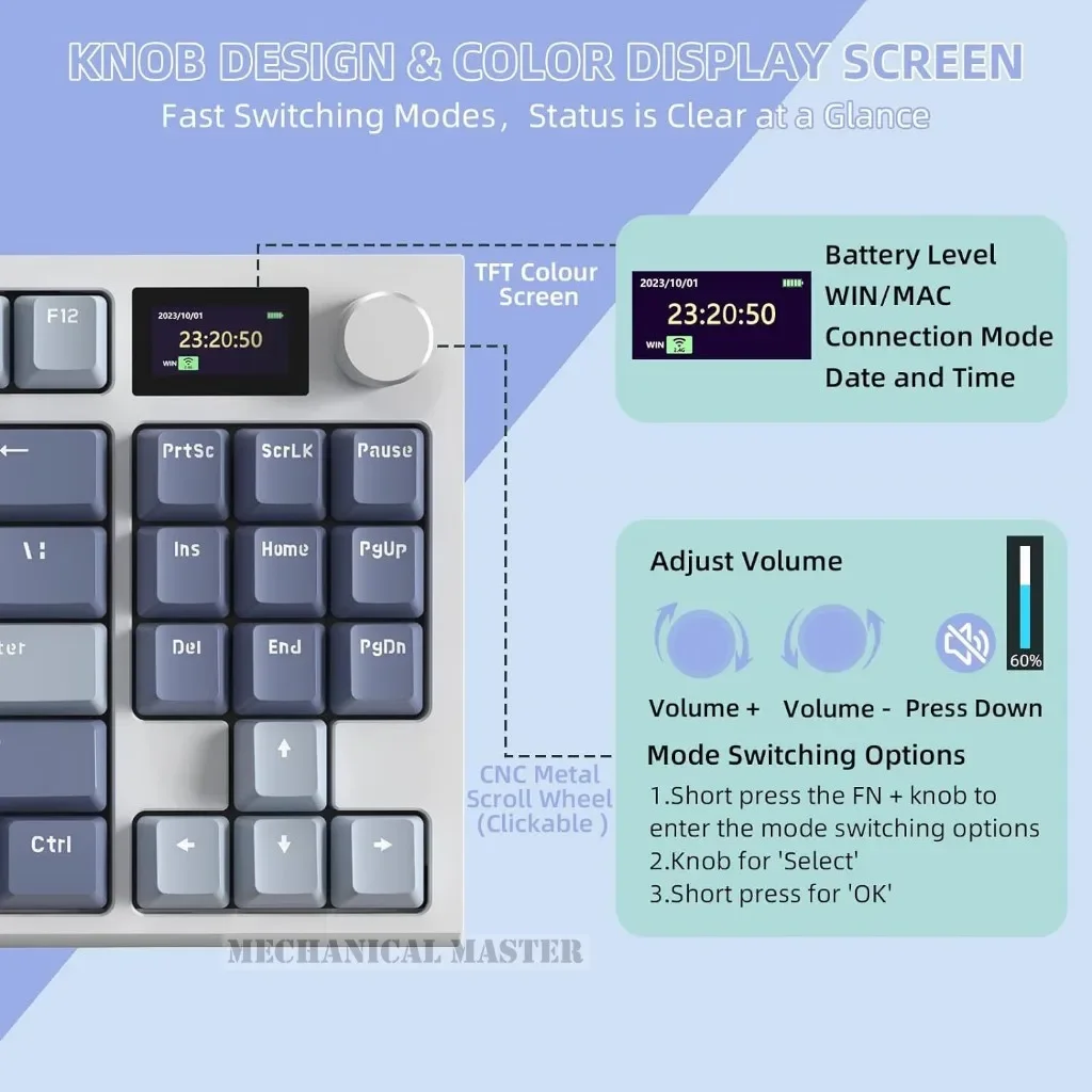 Imagem -04 - Ataque Shark-k86 Teclado Mecânico para Jogos sem Fio 2.4g Bluetooth com Fio Rgb Retroiluminado Hot-swap Coreano Russo