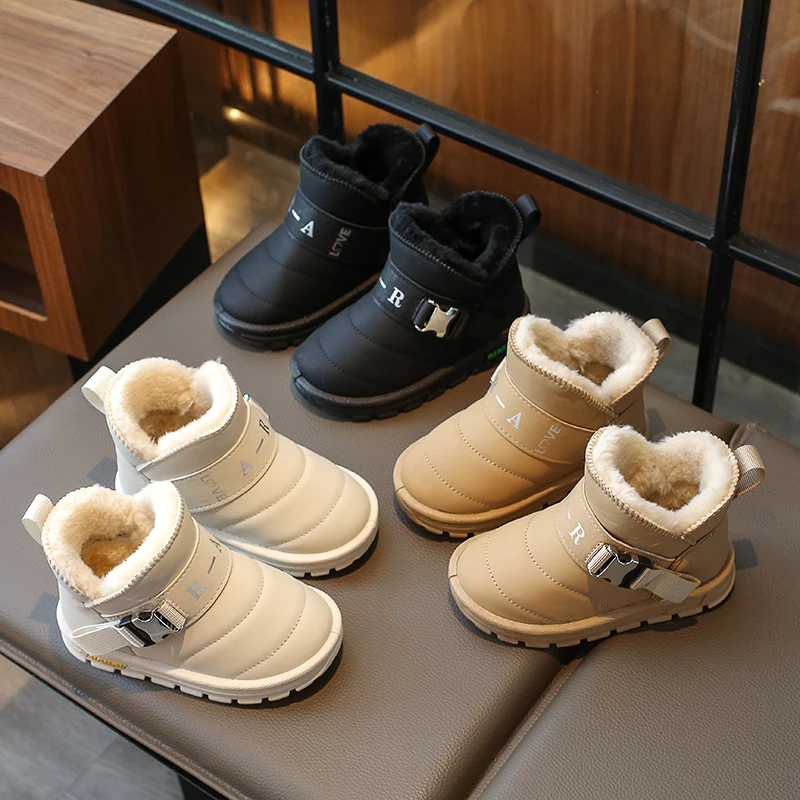 

Children's bread shoes, fleece and thickened cotton shoes, girls' snow boots, new winter anti-slip boys' boots