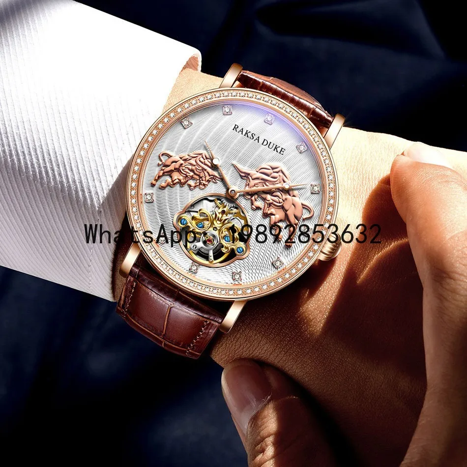 Lyy men's automatic mechanical watch, diamond-accented commemorative watch, waterproof luxury mechanical wristwatch