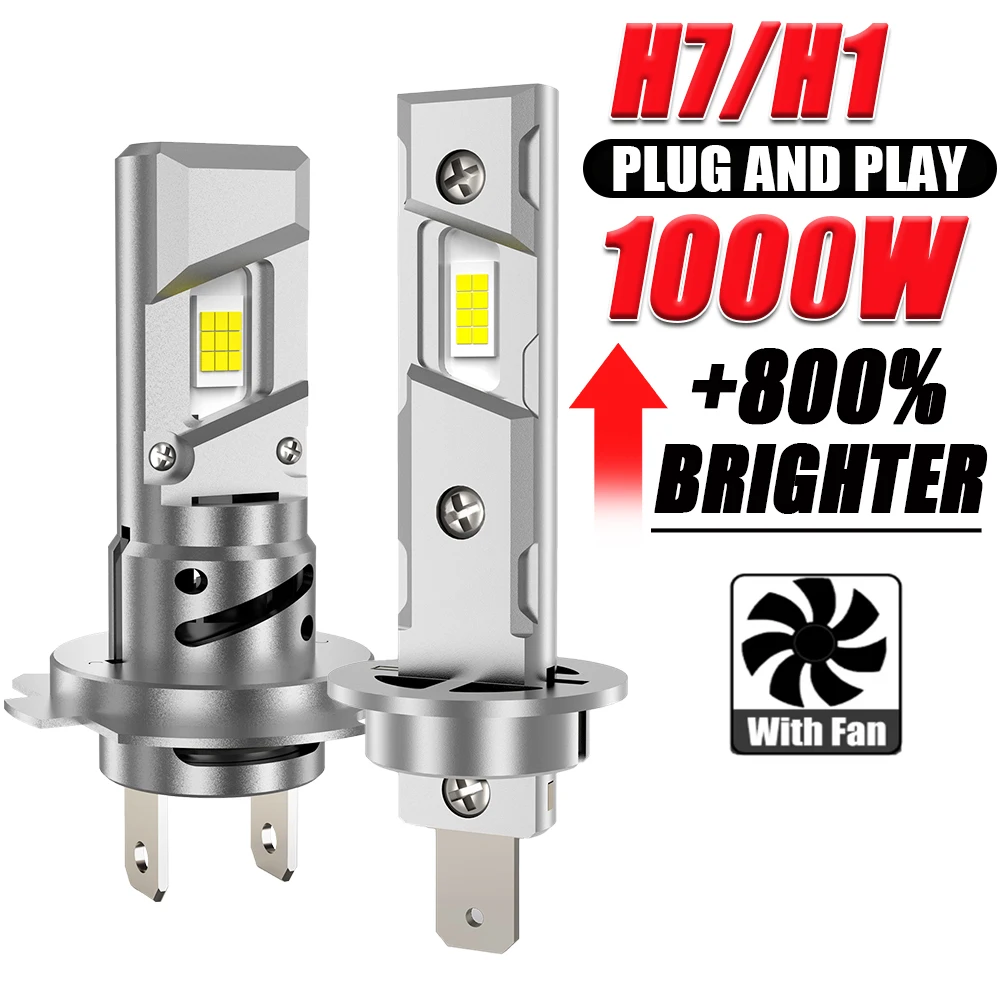 

H7 H1 CANBUS LED Headlight Bulbs 300000LM Turbo Fan Diode Lights for Car 6000K Bright White Wireless Automobile Fog Lamp 12V 24V