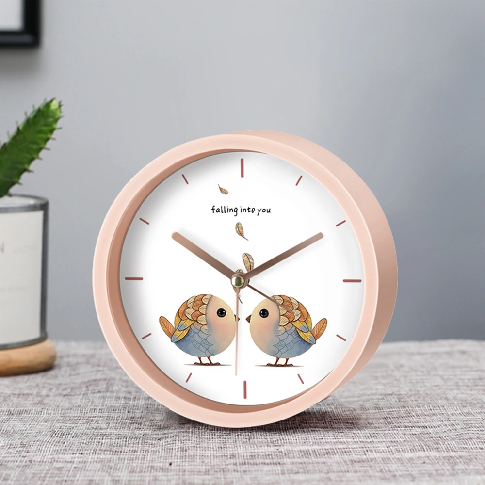 Simple Alarm Clock Waking Up Children Plastic Frame Cartoon Animal Clock Tabletop Bedroom Study Decoration Learn Gift