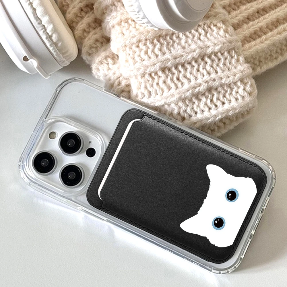 Niedliche Katzen-Lederkartenhalterung, Süße Kitty-Geldbörse, Telefonkartenhalter für Magnetische Hüllen, Geeignet für alle iPhone Magsafe-Karten-Handytaschen – Detail 4