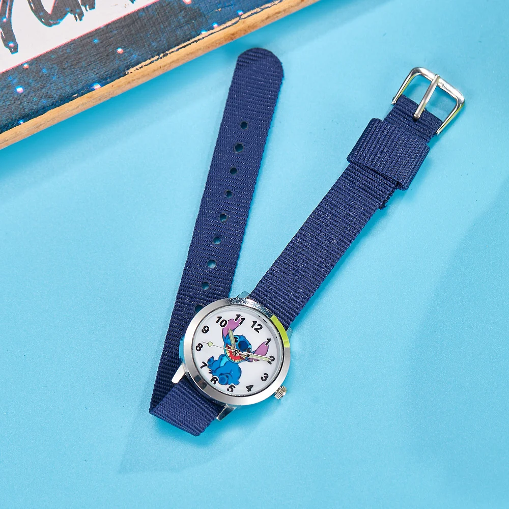 Disney Cartoon Stitch Children's Watches Girls Canvas Strap Women Quartz Watch Kids Student Ladies Waterproof Clock gifts