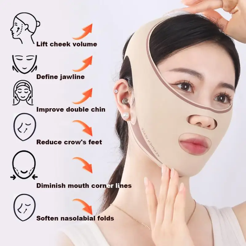 턱살 슬리밍 밴드 V라인 리프팅 마스크 얼굴 리프팅 주름 개선 스트랩 밴드 수면 마스크 뷰티 헬스 여성용