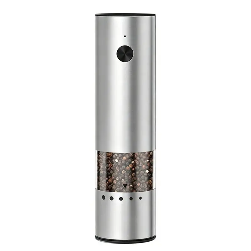 ABYN-Mini Electric Salt And Pepper Grinder USB Rechargeable Stainless Steel Mill One-Button Automatic Travel Grinder