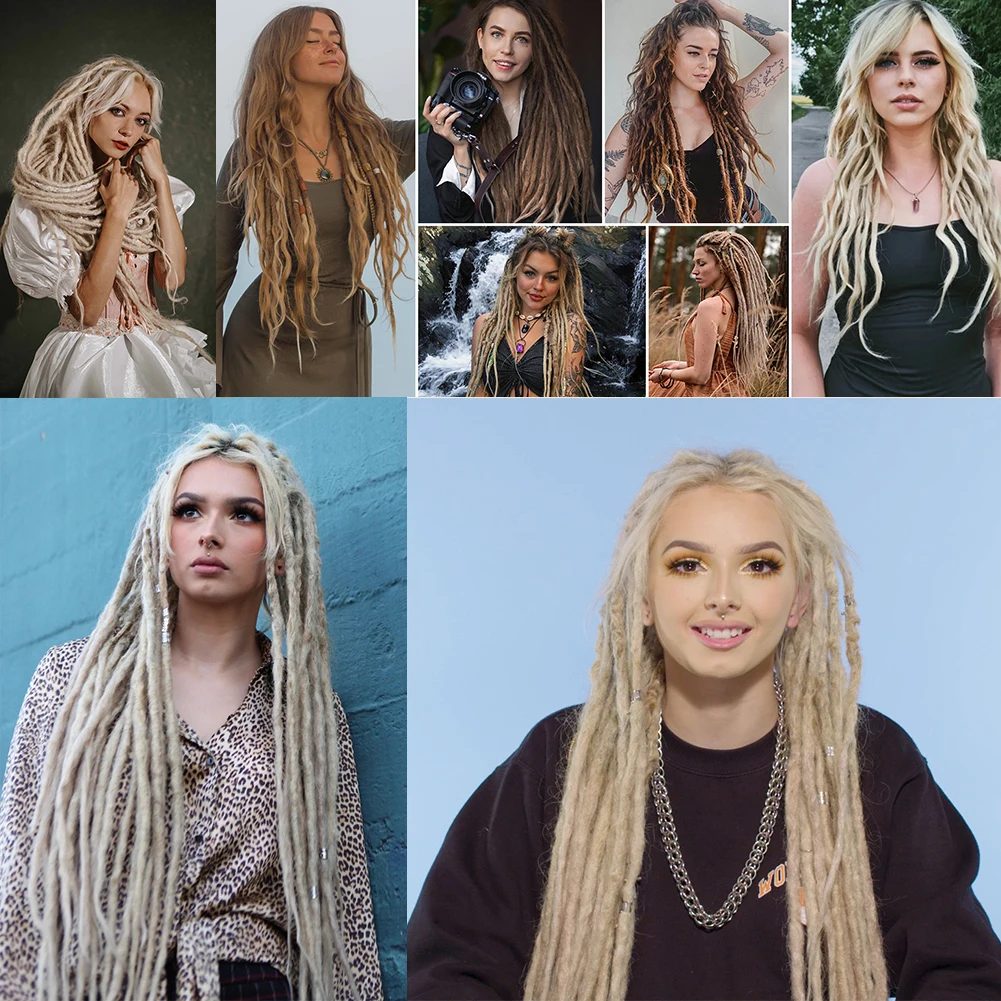 Dreadlock Extensions 10 Root/Pack Hippie Single Ended Dreads Ombre Loc Extensions 24 Inch Synthetische Reggae Stijl Gehaakt Haar