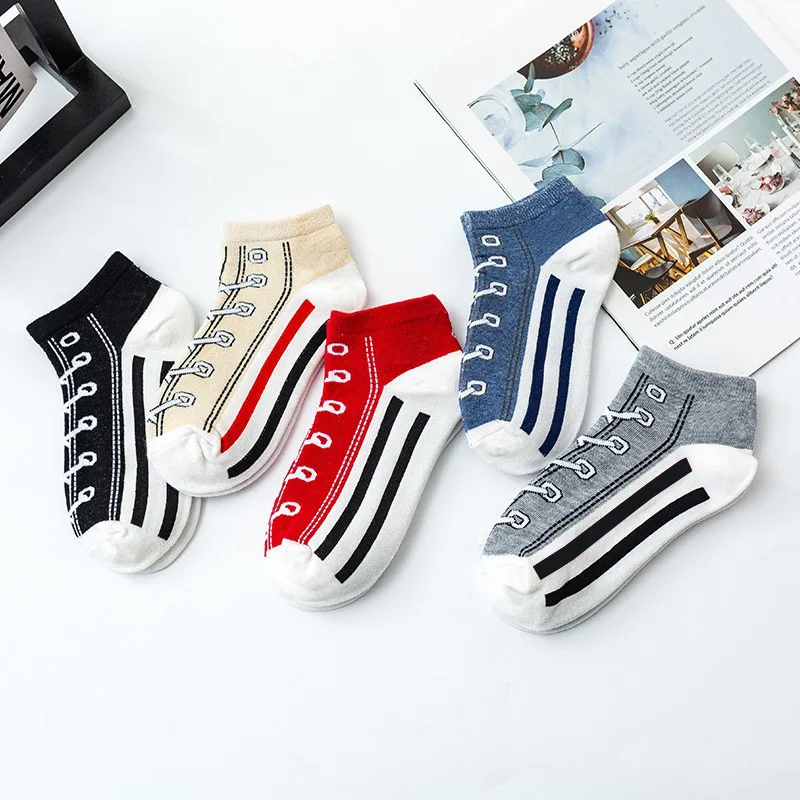 

Милые весенне-осенние новые парусиновые носки для мужчин и женщин, повседневные спортивные забавные короткие носки, хлопковые носки, носки для пар в студенческом стиле