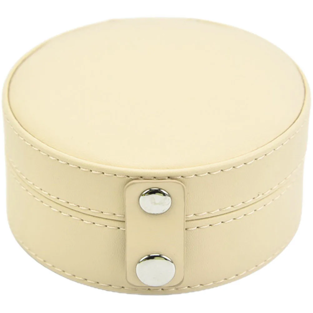 

Large Round Jewelry Box Portable Travel Organizer Storage Case For Women Earring Holder Ring Box Trinket Container