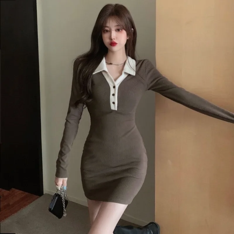 Sexy vestido feminino bodycon apertado elegante festa espartilho outfits completo casual juventude retro algodão feminino vestidos de manga longa coquette