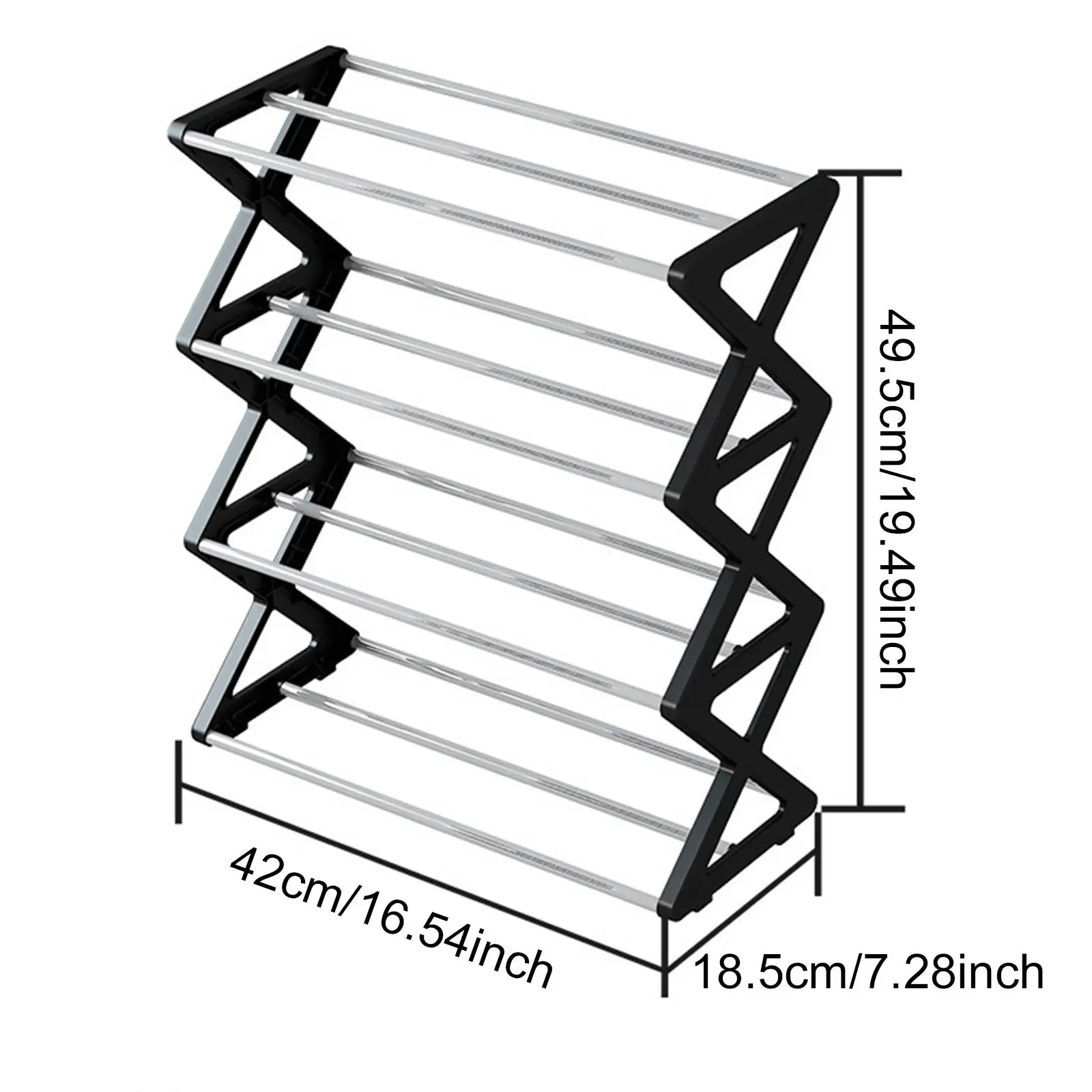 4 Tiers x Shaped Shoe Rack Organizer 16.5x7.3x19.5inch Space Saving Lightweight