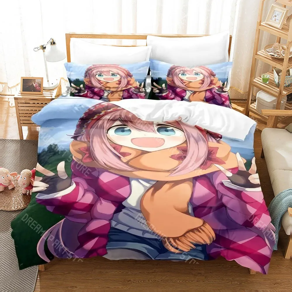3D Printed Laid-Back Camp Anime Bedding Set for Boys Girls Duvet Cover Pillowcase Twin Queen King Full Single Double Sizes