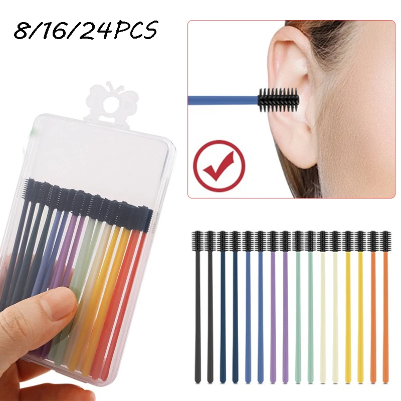 8/16/24 Pcs Soft Silicone Ear Pick Ear Wax Curette Removal Ear Cleaner Spiral Design Ear Clean Tool