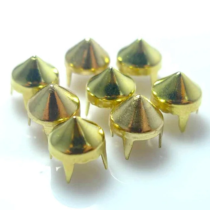 

Wholesale 6mm conical punk style brass spike studs, rivet studs for leather products