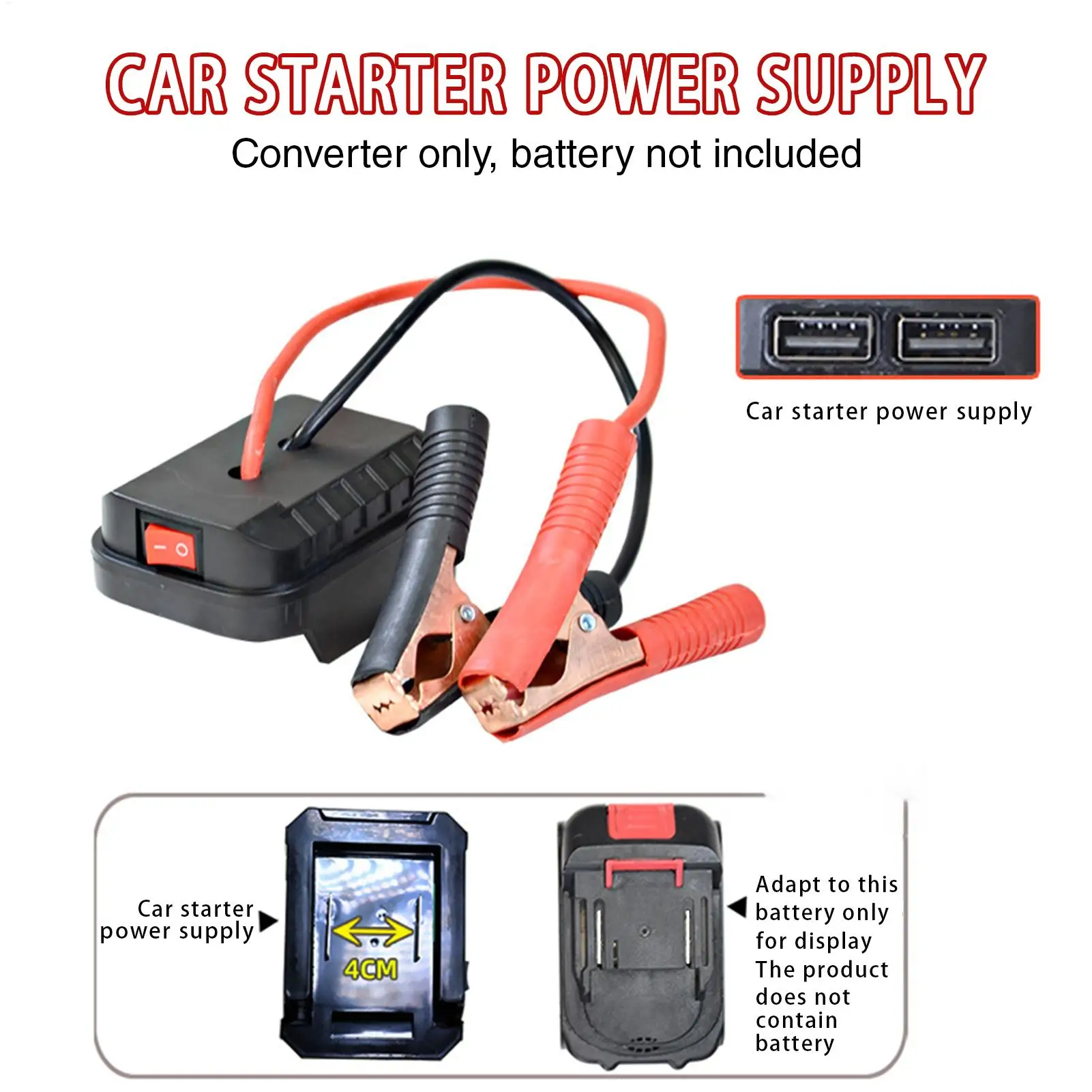 Für Makita Elektrischer Starthilfegerät Lithium-Starthilfegerät Tragbare Starthilfebox Batteriepack Doppel-USB Leistungsstarker Kfz-Booster