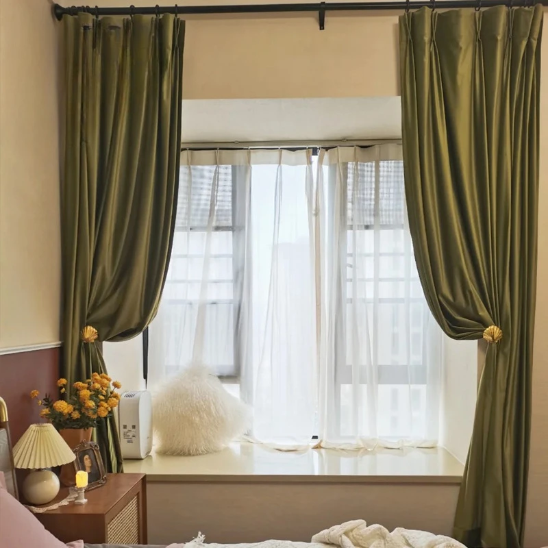 Shade Flocked Belgian Royal Velvet Cortinas Para Dormitorios Light Luxury and Retro Atmosphere Cortina Low Key High-end Curtains