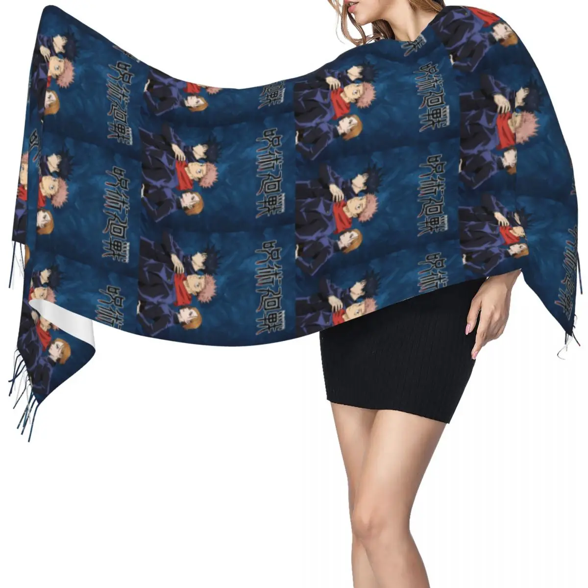 

Megumi Besto Friendo Jujutsu Kaisen Sukuna аниме шарф с кисточками шарфы для женщин мягкие теплые шали и накидки большая шаль