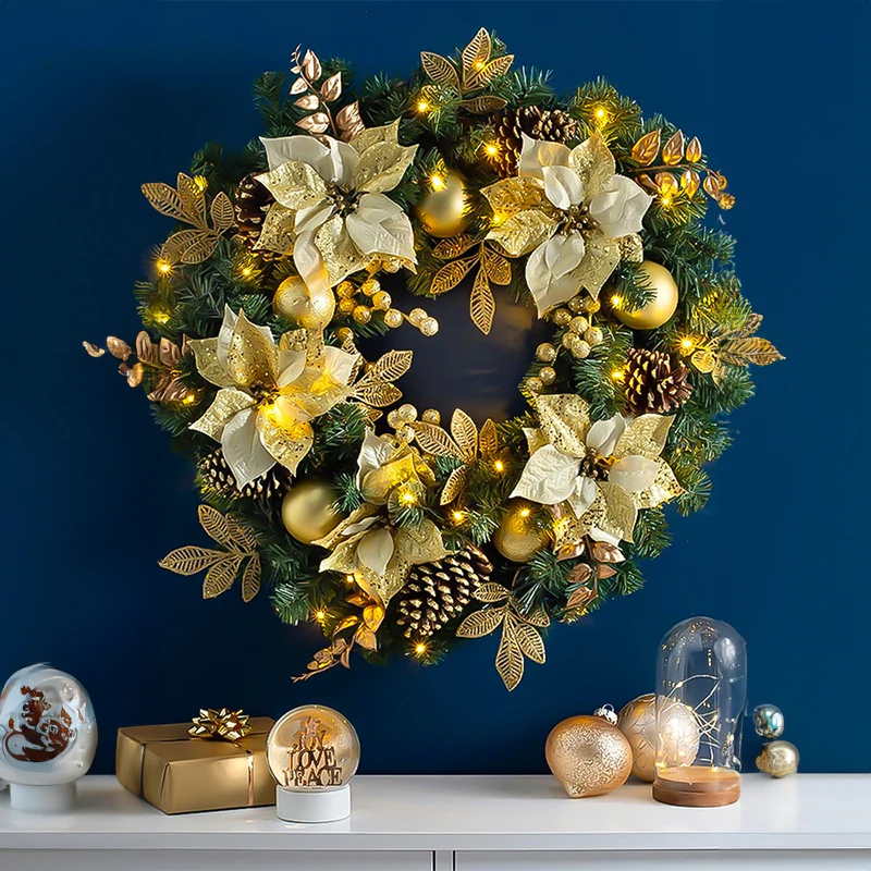 Christmas Wreath 40-80CM 2.7M Encrypted Rattan Decorations for Window Shopping Mall Stair Handrail And Christmas Scene Arrangeme