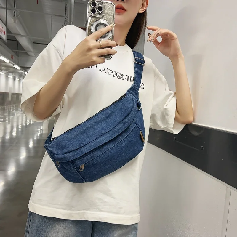 Denim Zipper Youth Ladies Waist Packs Advanced Sense Female Crossbody Bags on Sale 2024 Brand Hot Sale Bolsas Para Mujeres