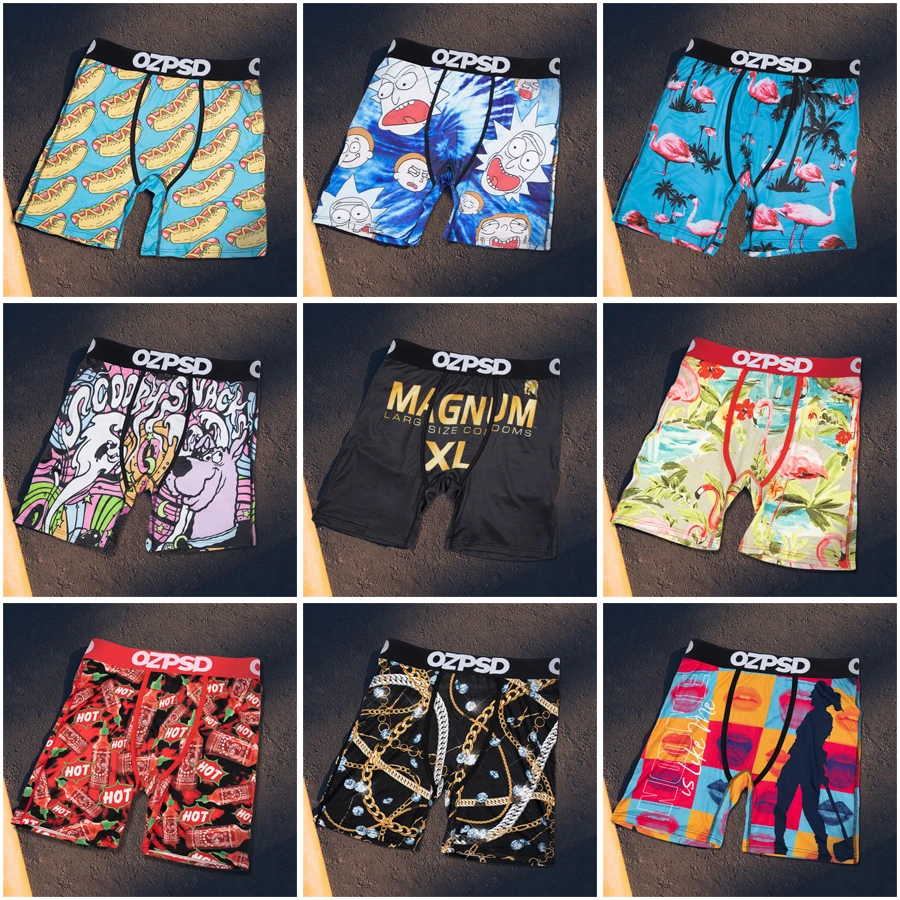 OZPSD 1Pcs Sexy Men Underwear Boxers Breathable Mens Underpants Funny Printed Men's Panties Man Boxer Briefs Comfortable Trunks