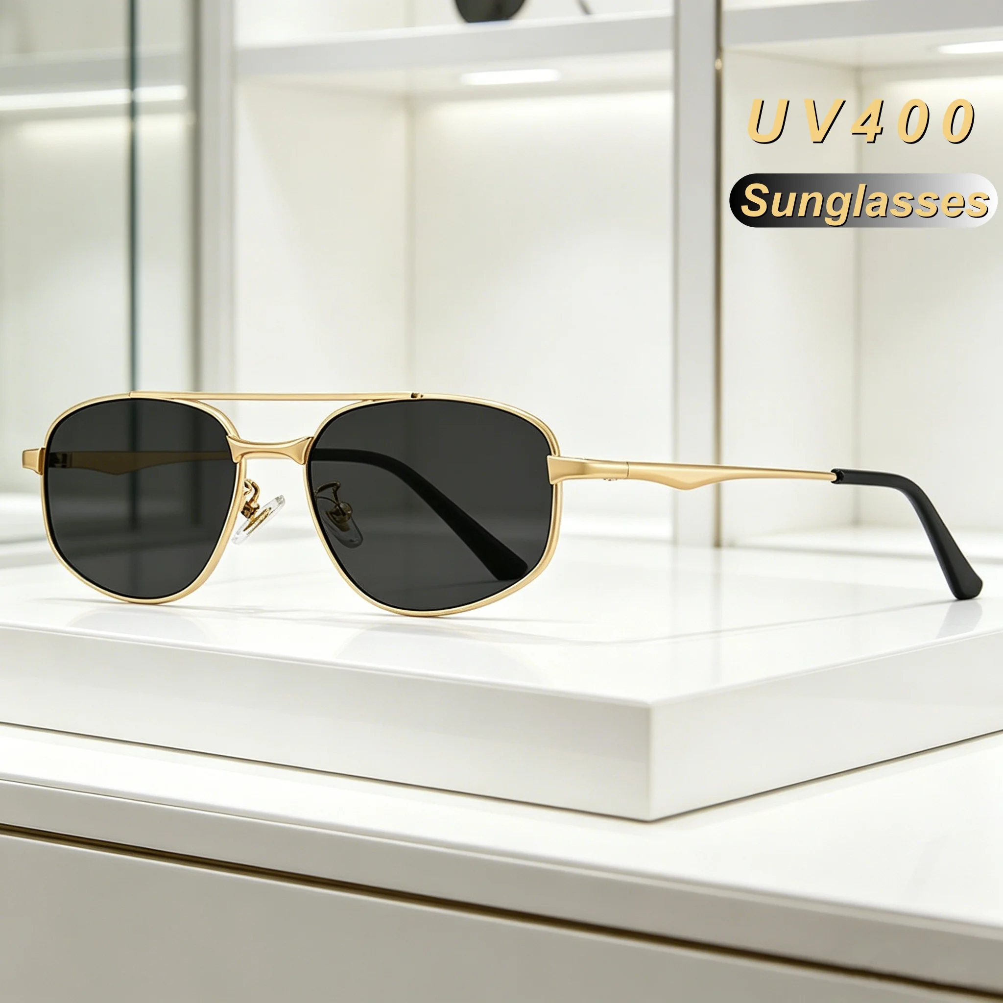 

2026 New Trendy Personalized HD Polygonal Metal Frame Women's Sunglasses Outdoor Neutral Luxury UV400 Sunscreen Glasses