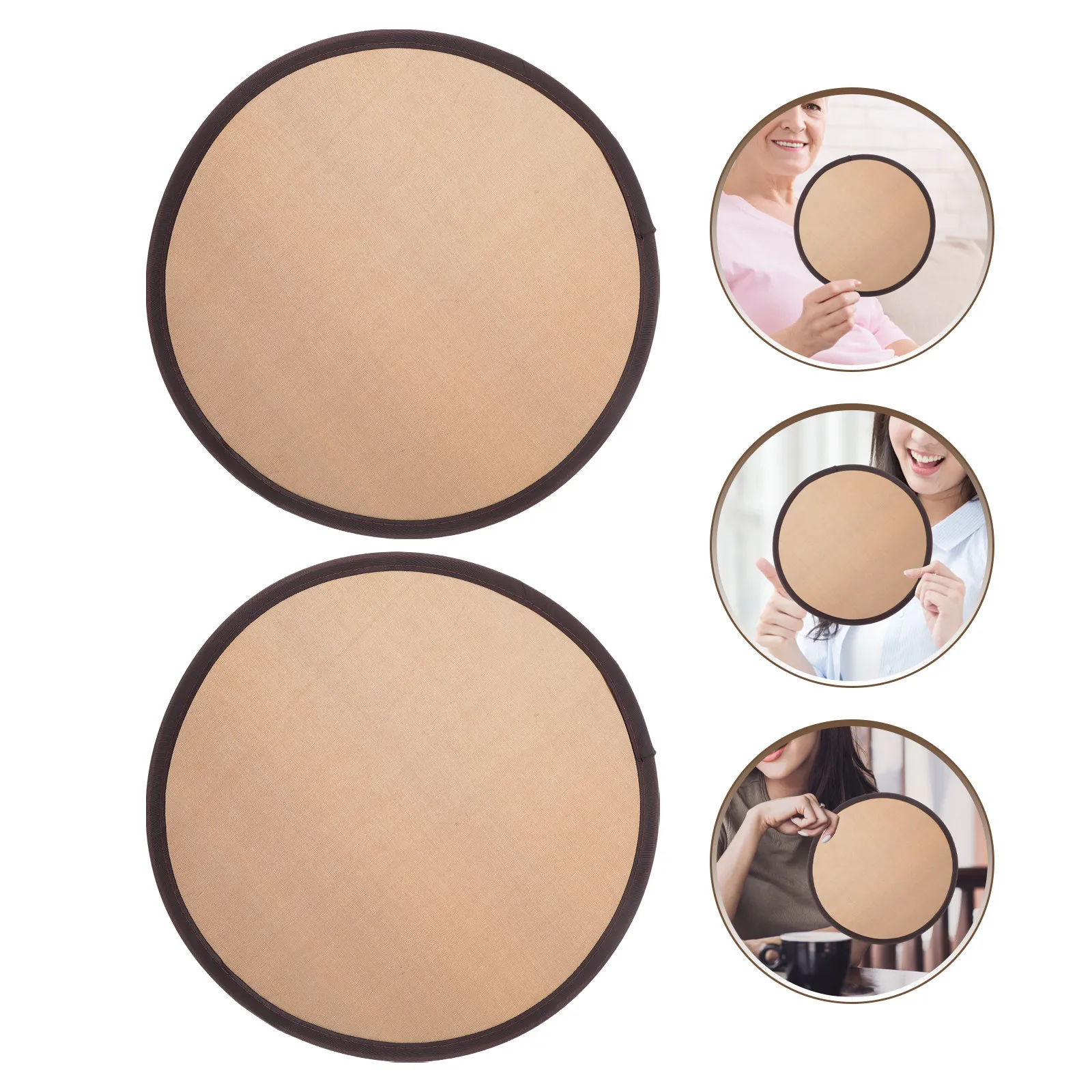 

2Pcs Mini Foldable Japanese Flying Disc Fan Portable Handheld Round Fan for Dancing Performances Parties Quick Cooling