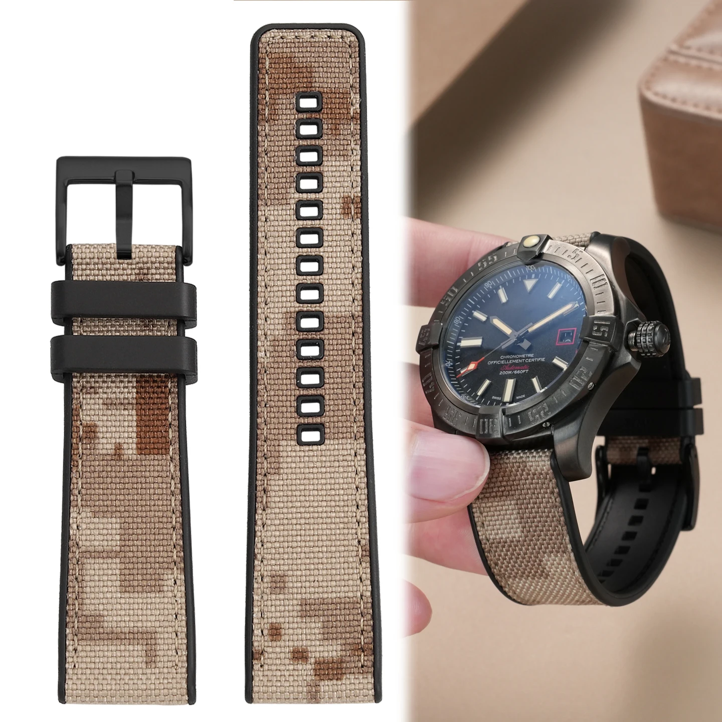 

Качественный камуфляжный цвет, ремешок для часов из парусной ткани, 24 мм, 22 мм, водонепроницаемый тканевый ремешок для часов, быстросъемный ремешок для Panerai Breitling