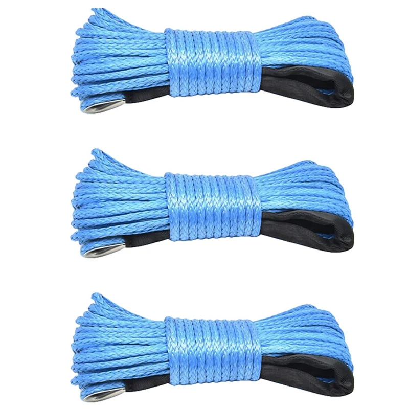 

3X 7700Lbs Electric Winch Rope Nylon Rope High Strength Fiber Rope 6Mmx15m Car Trailer Rope Trailer Belt