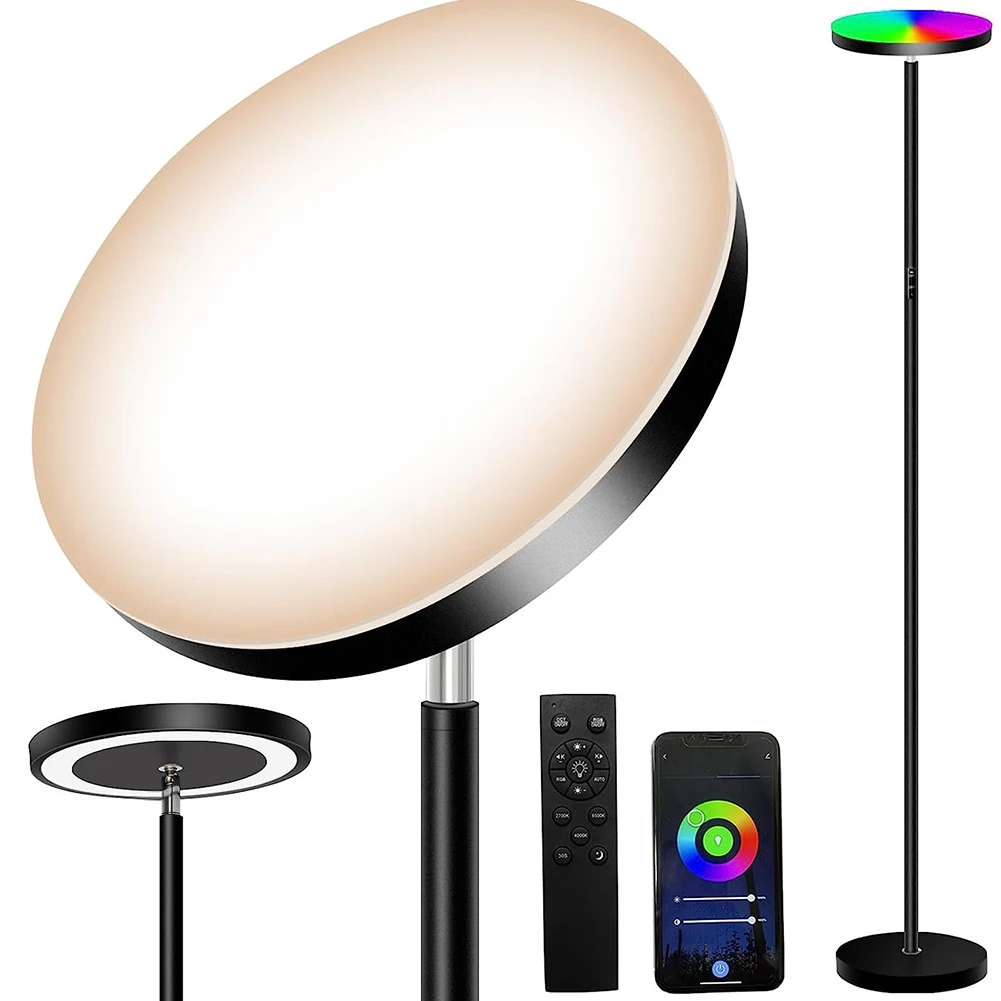 

LED Floor Lamp 24W 3600LM RGB Corner Light Stepless Dimmable Floor Lamp With Remote And Button Control For Living Room Bedroom