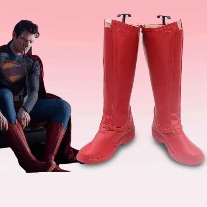 

Movie Suphero Men Cosplay Boot Red Superhero Clark Kent Cosplay Shoes Men Shoes Party Soft PU Leather Halloween Props