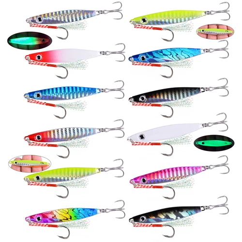 Imagen 2 del producto 22 Uds plantillas de cuchara de Metal juego de Señuelos de Pesca de carpa 40g 30g 20g 17g 10g 7g Crankbait Jig cucharas Wobbler cebo Señuelos de Pesca de Mar Pesca