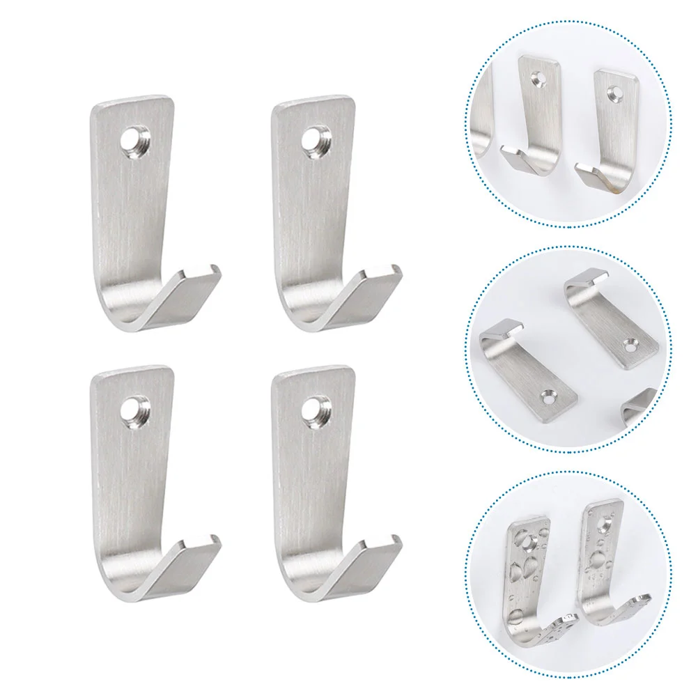 

4 Pcs Thickened Single Hole Coat Hook Stainless Steel Hooks Wall-mounted Multi-purpose Home Supplies Silver Bathroom