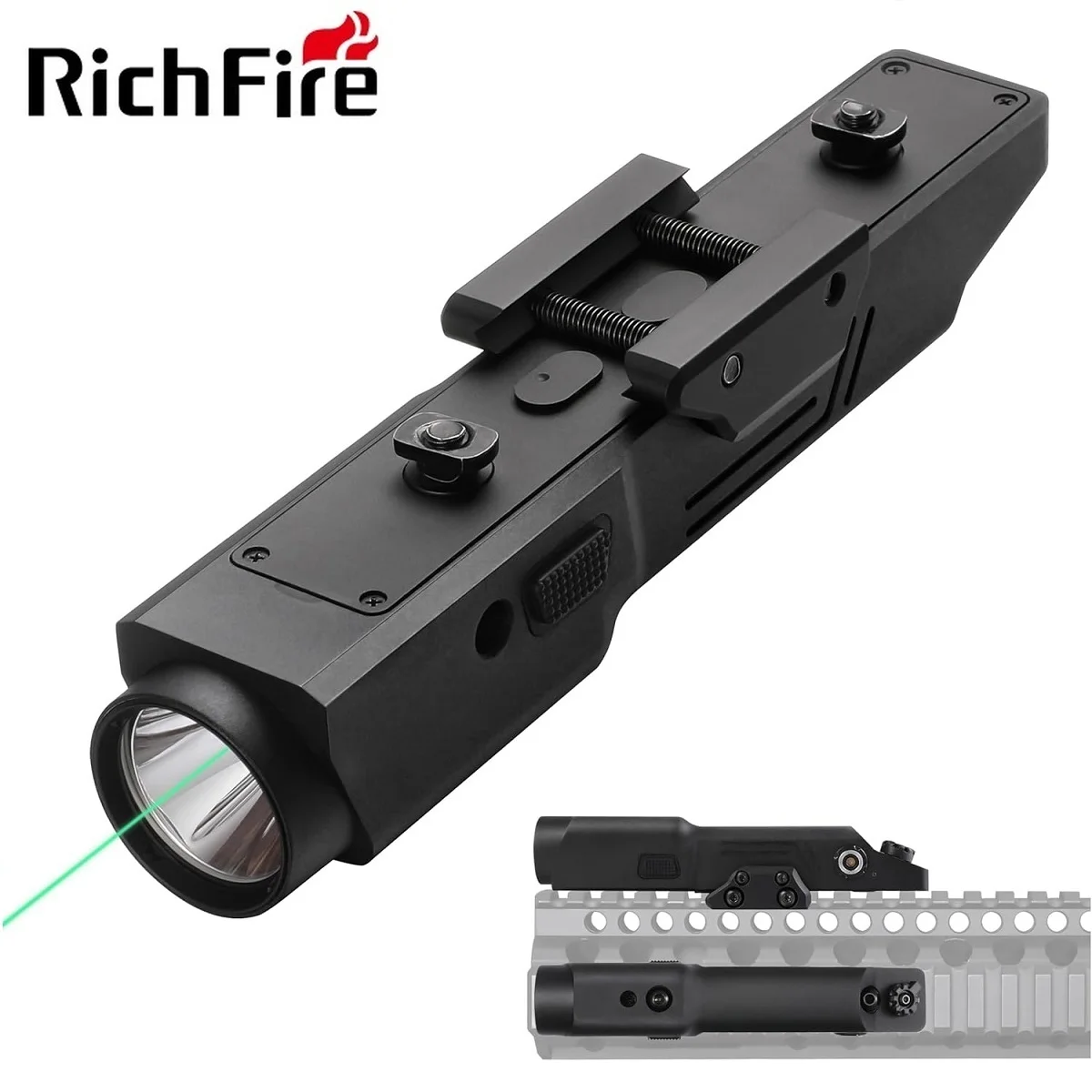 Richfire 2 in 1 Combo Tactical Flashlight 2000 Lumen,Picatinny Rail MLOK Mounted Rifle AR15 Light with Momentary Strobe Function