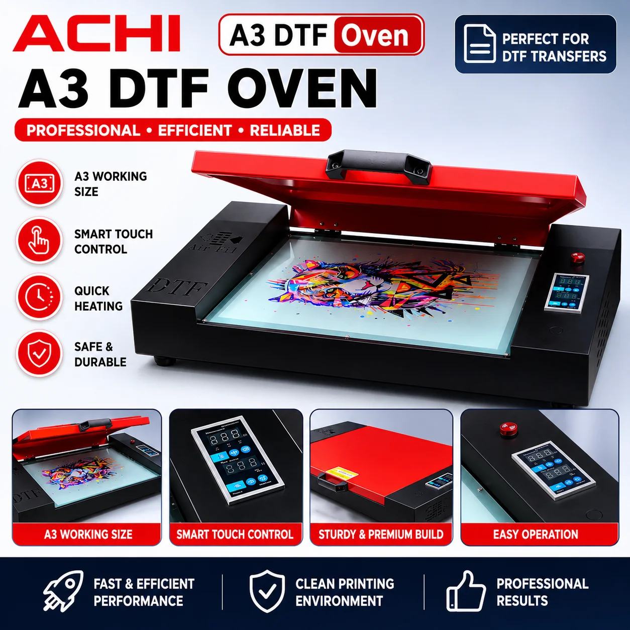 A3/A4/A3+ DTF Oven Dryer With Smoke Purification Temperature Control DTF Transfer Hot Melt Powder Shaker for All DTF Printer