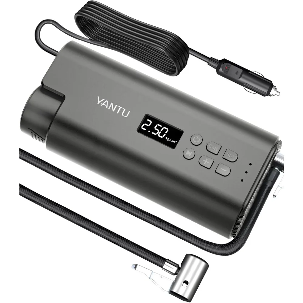 

YANTU Portable Air Compressor Tire Inflator Wired Electric Car Air Pump, Dc 12V Tire Pump with Digital Display for Car, Bicycle,