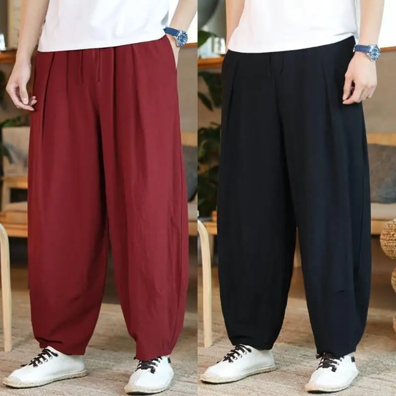 

Busin Casual Long Pants Loose Fit Harlan Sle Lantern Pants Cotton Linen Spring Summer New Arrival M Casual Wear