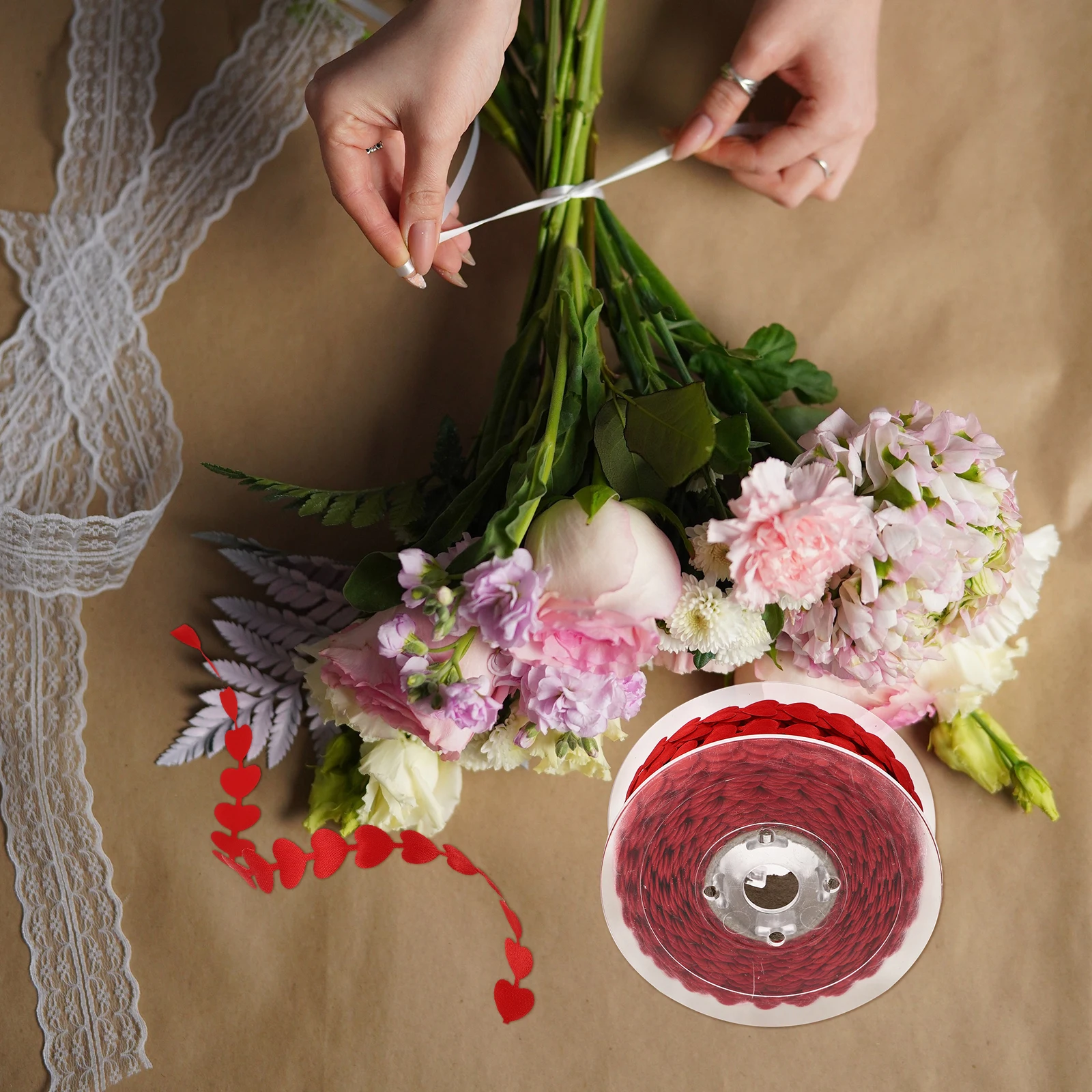 

1pcs Ribbon for DIY Craft Polyester Heart Design Long Length Gift Wrapping Supply Valentine Holiday Wedding Present Decorations