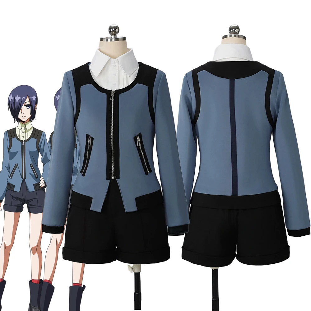 

Anime Tokyo Ghoul Touka Kirishima Cosplay Costume Women Top Jacket Shirt Shorts Full Set Halloween Party Clothes Outfit
