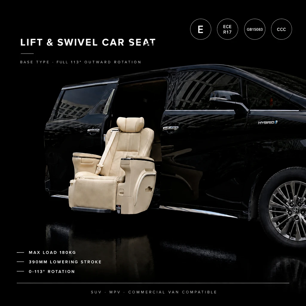 Patented Leather Seat Electric Accessible Car Seat 150Kg Load Capacity Carbon Fiber Material Rotating & Lifting Features