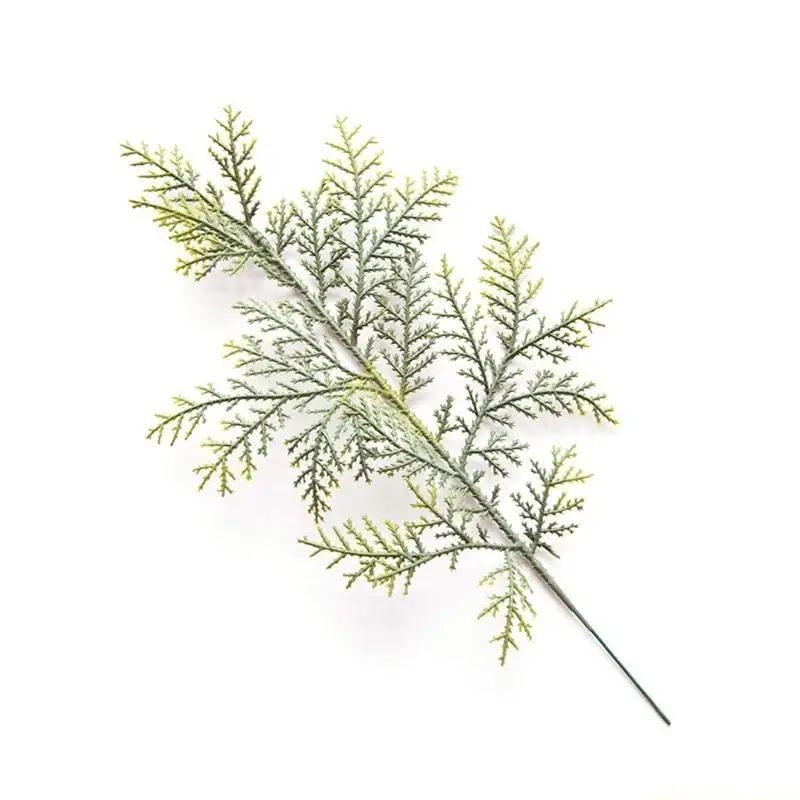 QX2E Christmas Artificial Leaves Simulation Pine Tree Branch for DIY Flower Arrangement Home Christmas Festival Party Decoration